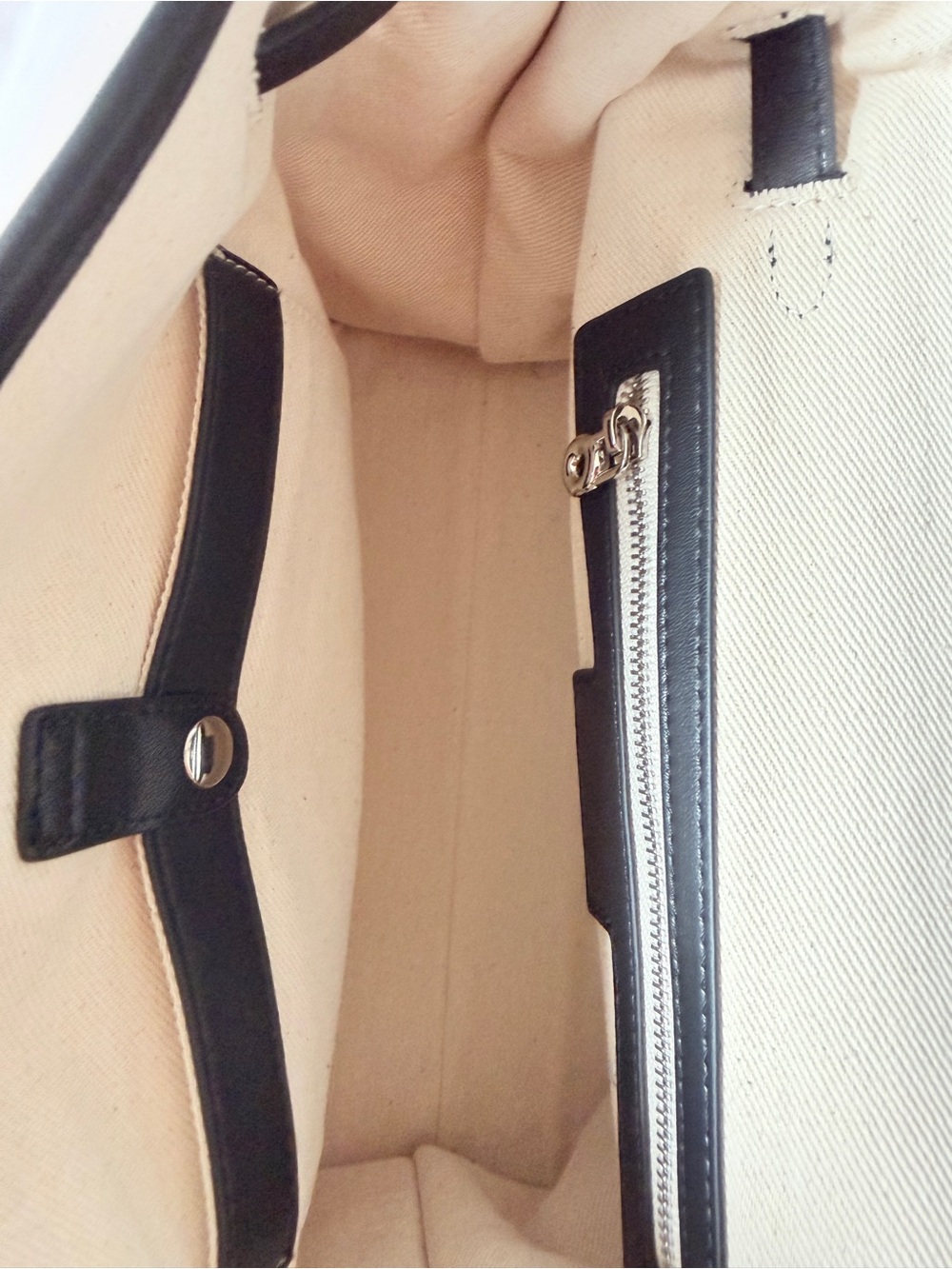 canvas leather tote backpack convertible straps cream black nWOT - Picture 14 of 17